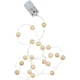 Best Season Star LED-Lichterkette"Marmorkugeln", 15 Lichter, transparentes Kabel, 5 warmweiße LEDs, Timer-Funktion, 1,4 m Länge, batteriebetrieben,