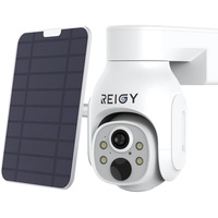 REIGY 3MP PT Solar Überwachungskamera Aussen Akku(8000MHa), 1296P WLAN IP Kamera Batterie Outdoor kompatibel Systemen, Videoüberwachung mit PIR Bewegungserkennung