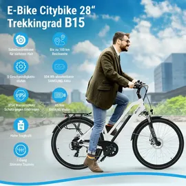 AsVIVA B15 City E-Bike 28 Zoll, B15_FBA 36V Trekkingrad Elektrofahrrad Pedelec weiß