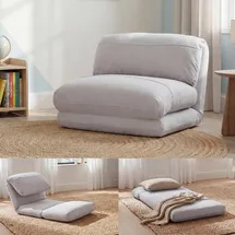 MCW Schlafsessel MCW-E68 Stoff/Textil 80 x 90 x 100 cm Beige mit Schlaffunktion