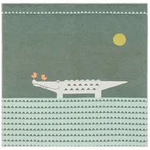 David Fussenegger Krabbeldecke gefüttert Juwel 'Krokodil' 120 x 120 cm Tannengrün