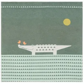 David Fussenegger Krabbeldecke gefüttert Juwel 'Krokodil' 120 x 120 cm Tannengrün
