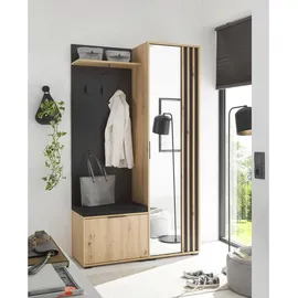 moebel-dich-auf Volam Garderobenschrank 114x197x40 cm Schwarz