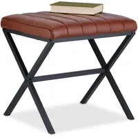 Relaxdays Sitzhocker, gepolstert, Kunstleder, Metall, Modernes Design, Fußablage HxBxT: