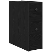 VidaXL Schmaler Badezimmerschrank mit Rollen Schwarzes Eichen-Laminat