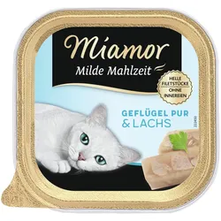 Miamor Milde Mahlzeit 100g Schale Katzennassfutter 16 x 100 Gramm Geflügel Pur & Lachs