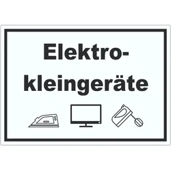 Elektrokleingeräte Mülltrennung Aufkleber Text Symbol Haushaltsgerät A7 (74x105mm)