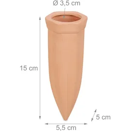 Relaxdays Tonspitzen Bewässerung 4er Set Gießhilfe für 1,5 l PET Flaschen HBT 15 x 5,5 x 5 cm terracotta