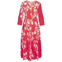 LASCANA Maxikleid Blumenprint Rot/Weiß 42
