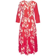 LASCANA Maxikleid Blumenprint Rot/Weiß 42