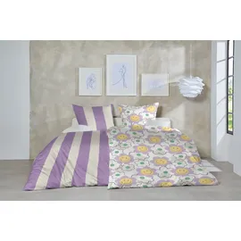 Primera Renforce-Bettwäsche Color Block Lila 155 x 220 cm + 2 x 80 x 80 cm