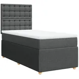 vidaXL Boxspringbett mit Matratze Dunkelgrau 100x200 cm Stoff