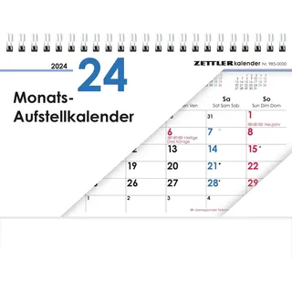 Monats-Aufstellkalender 2024 - 20x15 cm - 1 Monat auf 1 Seite - 4-sprachiges Kalendarium - inkl. Jahresübersicht - Monatsplaner - 985-0000
