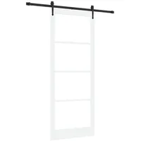 vidaXL Haustür Schiebetür Weiß 93 x 232 cm Massivholz Kiefer und Glas (1-St) schwarz