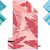 Mikrofaser Strandtuch xxl 90×180 cm, Microfaser Handtücher mit Tasche, Strandhandtuch Microfaser Badetuch Groß, Mikrofaser Handtuch für Strand, Reise, Hallenbad und Sauna, Saunahandtuch Herren /Damen