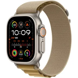 Apple Watch Ultra 2 GPS + Cellular 49 mm Titangehäuse natur, Alpine Loop Armband mandel L