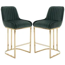 WAHSON OFFICE CHAIRS Barhocker 2er Set mit Lehne Metall grün