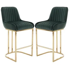 WAHSON OFFICE CHAIRS Barhocker 2er Set mit Lehne Metall grün