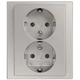 Busch-Jaeger Doppelsteckdose 202 EUJB-83 Alusilber