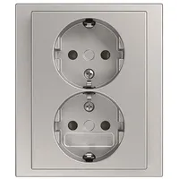 Busch-Jaeger Doppelsteckdose 202 EUJB-83 Alusilber