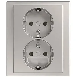 Busch-Jaeger Doppelsteckdose 202 EUJB-83 Alusilber