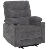 MCombo M MCombo Relaxsessel mit Liegefunktion, Fernsehsessel elektrisch verstellbar, TV Sessel, Recliner Chair, atmungsaktiver Kunstleder, USB & Getränkehalter, Wohnzimmer, 7033 (Grau)