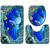 JMAHM 3 Stück Set Badematten rutschfeste Badezimmer Teppich Matte Podest Matte Wc-sitzbezug Mat (Stein)