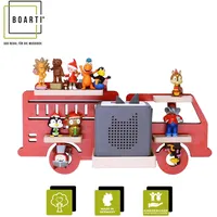 BOARTI Kinderregal Auto Feuerwehr hängend für Toniebox und Tonie Figuren platzsparendes Regal Maße: H. 22 x B. 47 x T. 19 cm Wandregal für Musikbox und Figuren Aufbewahrung mit Magneteinsätzen Aufbewahrungsregal Holz