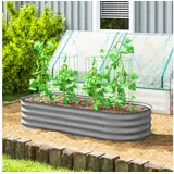 Outsunny Hochbeet Metall 150 x 62 x 30 cm Silber