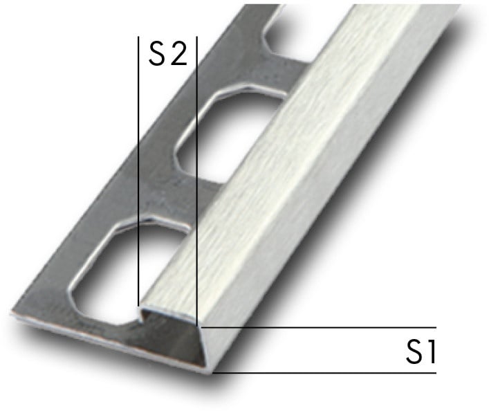 Quadratprofil / Ecken Edelstahl - gebürstet | Innen-/Aussenecke Vollmaterial Edelstahl - 7,0 mm