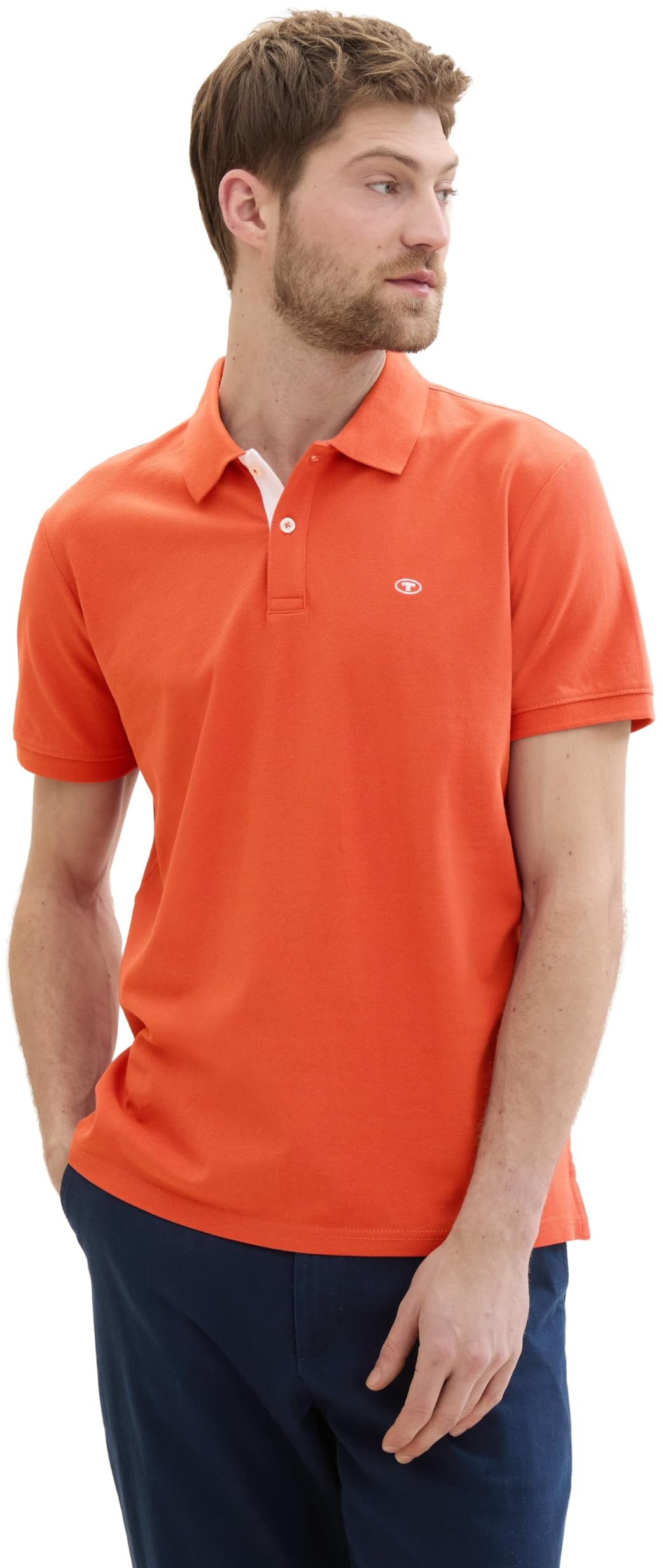 TOM TAILOR Herren Basic Piqué Poloshirt, marocco orange, XL