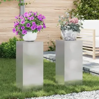 vidaXL Outdoor-Pflanzensäulen 2 Stk. 24x24x55 cm Edelstahl