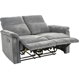 luma-home schönes für dein zuhause 2-SITZER-RELAXSOFA 130/90/100 cm Federkern, Liegefunktion verstellbar durch halbautomatische Relaxfunktion, Velours Vintage Grau / 15127