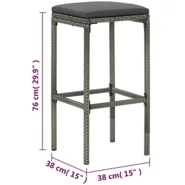 vidaXL 5-tlg. Gartenbar-Set mit Kissen Poly Rattan Grau