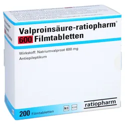 VALPROINSÄURE-ratiopharm 600 magensaftres.Filmtab. 200 St