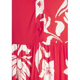 LASCANA Maxikleid Blumenprint Rot/Weiß 34