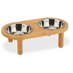 relaxdays Futterstation Hunde/Katzen braun 34,5 x 18,0 x 9,5 cm