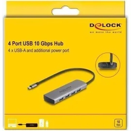 DeLock USB 10 Gbps 4 Port Typ-A Hub - Grau