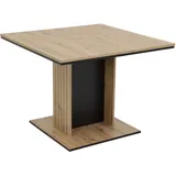 Hela Tische, quadratischer Esstisch Raul, Dekor Artisan, Synchron-Ausziehbar, Säulenfuß Akustikpanel, 100-140x100cm