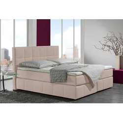 Boxspringbett INOSIGN "Casano", beige, B:192cm L:215cm, Strukturstoff-Bezug (100% Polyester), Komplettbetten, Boxspringbett, mit feiner Steppung, in 3 Matratzenarten, 2 Härtegraden und 5 Farben