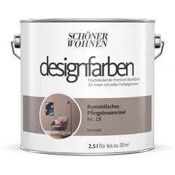 SCHÖNER WOHNEN FARBE Dispersionsfarbe »Designfarbe«, Romantisches Pfingstrosenrose, 2,5L - rosa