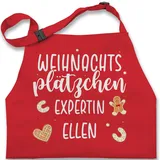 Kinderschürze Schürze Kinder Jungen Mädchen - Weihnachtsschürze - Weihnachtsplätzchen Expertin personalisiert I Geschenk Backen I Hobbybäcker - 2-6 Jahre - Rot - personalisierte weihnachten - 2-6 Jahre