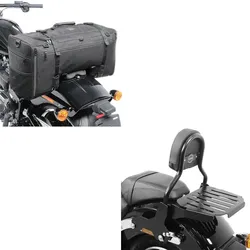 Set : Sissybar Softail Sport Glide 18-24 Craftride Fast Driver-M inkl. Gepäckträger schwarz + Hecktasche passend für Softail / Sport Glide SQ1 Craftride 52l schwarz
