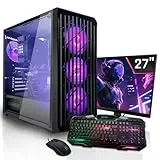 SYSTEMTREFF Gaming Komplett PC Set AMD Ryzen 7 5700 8x4.6GHz | Nvidia RTX 5050 8GB | 512GB M.2 NVMe | 16GB DDR4 RAM | Windows 11 | 27 TFT Monitor | Desktop Paket Computer für Gamer, Gaming