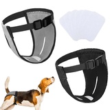 2er-Pack Hundehosen, Hundewindeln mit 6 Damenbinden, verstellbare Schutzhose für Hündinnen bei Hitze, monatliche Blutungen, wiederverwendbar, waschbar, Hygienehose für Hunde (M-schwarz&grau)