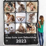 Personalisierte Fotodecke mit eigenem Foto und Text, Super Weich Flanell Collage Kuscheldecke, Flanelldecke mit Fotocollage Geschenke für Vater Mutter Kinder Haustiere Freunde oder Paare