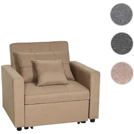 Mendler Schlafsessel HWC-L90 Stoff/Textil 197 x 103 cm Taupe mit Schlaffunktion