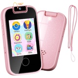 PTHTECHUS Kinderkamera Spielzeug Handy für Mädchen Jungen - Touchscreen MP3-Player mit Flip Kamera, Habit Tracker, Spiele, Alphabet, pädagogische Lernen Geburtstagsgeschenke für 3-12 (Rosa)