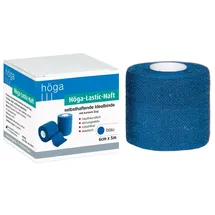 HÖGA Höga-Lastic-Haft blau, kohäsive selbsthaftende Idealbinde mit kurzem Zug - 6 cm x 5 m gedehnt, atmungsaktiv, rutschfest, elastisch