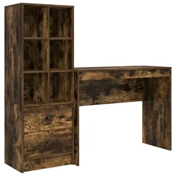 vidaXL Schreibtisch mit Stauraum Raucheneiche Holzwerkstoff